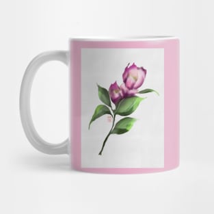 Dark pink watercolor and sumiE ink camellia Mug